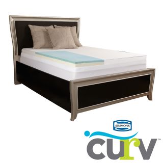 Simmons Curv Select 3 inch Gel Memory Foam Mattress Topper With 300 Thread Count Egyptian Cotton Cover