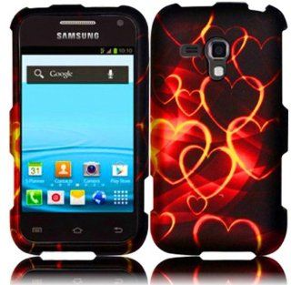 Black Red Heart Hard Cover Case for Samsung Galaxy Rush SPH M830 Cell Phones & Accessories