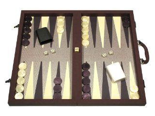 Composite Fiber/Leatherette Backgammon Set   (Dal Negro Board Game, Attache Case)   Bordeaux Toys & Games
