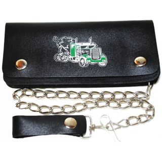 Hollywood Tag Truck Print Leather Bi fold Chain Wallet