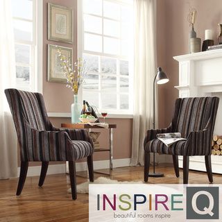 Inspire Q Jourdan Dark Tonal Stripe Sloped Arm Hostess Chair