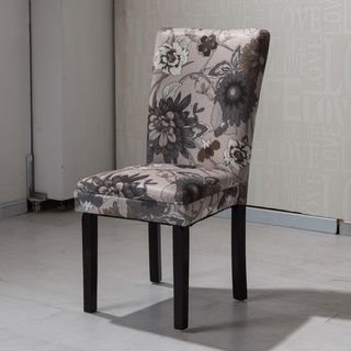 Hlw Arbonni Cream Grey Floral Modern Parson Chairs (set Of 2)
