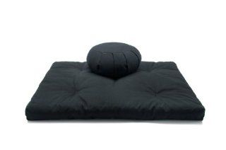 Black Buckwheat Hull Filled Zafu & Cotton Batting Fill Zabuton Meditation Cushion Yoga Pillow 2 pc Set Health & Personal Care