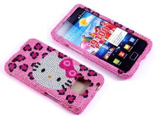 Smile Case Hello Kitty Design Bling Rhinestone Crystal Jeweled Snap on Full Cover Case for AT&T Samsung Galaxy S2 SII i9100 (i9100 Leopard) Cell Phones & Accessories