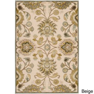 Hand woven Traditional Beige/brown Floral Durban Rug (88 X 12)