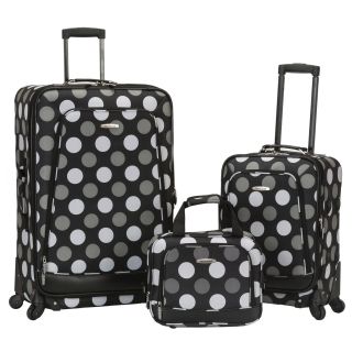 Rockland Black Dot Deluxe Expandable 3 piece Spinner Luggage Set