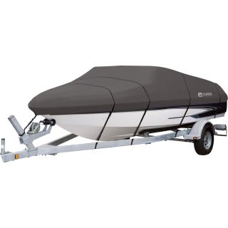 Classic Accessories StormPro Heavy-Duty Boat Cover — Charcoal, Fits 14ft.–16ft. V-Hull and Tri-Hull Runabouts (Outboard and I/O) and Aluminum Bass Boats (Beam Width Up To 90in.), Model# 88928  Boat Covers
