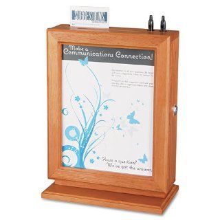 Safco Customizable Wood Suggestion Box 10 1/2 X 13 X 5 3/4 Cherry With Glass Panel Office 
