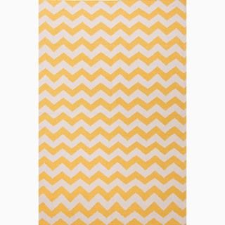Hand made Yellow/ Ivory Wool Easy Care Rug (9x12)