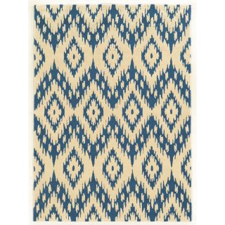 Trio Collection Ikat Ivory/ Blue Area Rug (5 X 7)