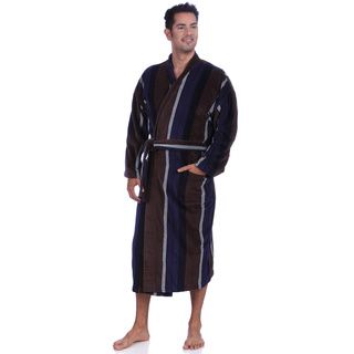 * Majestic Mens Navy/brown Fancy Terry Velour Robes Brown Size One Size Fits Most