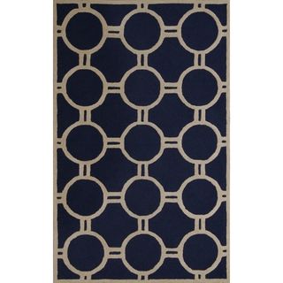 Safavieh Handmade Moroccan Cambridge Navy/ Ivory Circle pattern Wool Rug (5 X 8)