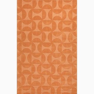 Hand made Orange Wool Textured Rug (5x8)