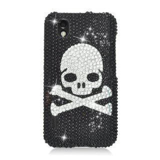 LG Marquee LS855 Full CS Diamond Case Skull Phone Cover Protector 327 with ESD Shield Bag Cell Phones & Accessories