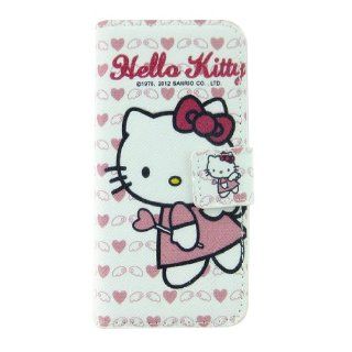 Angle Love Heart Hello Kitty Leather Flip Light Pink Case Skin Cover for Iphone 5 5g 5th Cell Phones & Accessories