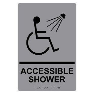 ADA Accessible Shower Braille Sign RRE 840 BLKonGray Accessibility  Business And Store Signs 