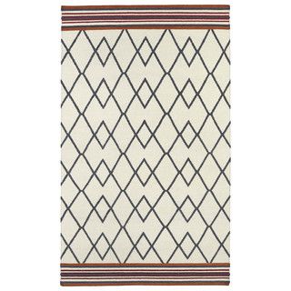 Flatweave Tribeca Ziggy Grey Wool Rug (50 X 80)