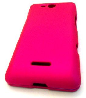 LG Lucid VS840 Cayman Hot Pink Solid HARD Rubber Coated Rubberized Case Skin Cover Accessory Protector Cell Phones & Accessories
