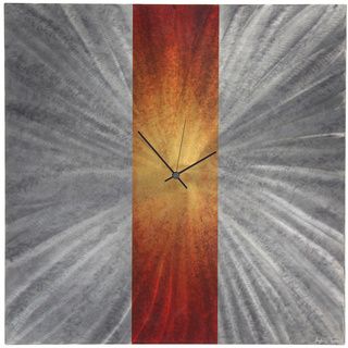 Orange Stripe Modern Metal Wall Clock
