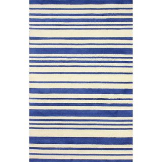 Nuloom Hand tufted Modern Stripes Blue New Zealand Wool Area Rug (76 X 96)
