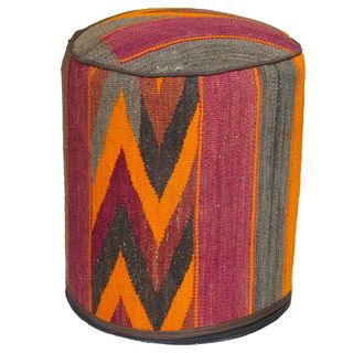 Decorative Kilim Brown/grey/orange Wool Ottomans