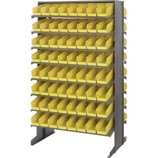 Quantum Storage Double Sided Rack With 128 Bins — 24in. X 36in. X 60in. Size, Yellow, Model# QPRD-101  Double Sided Bin Units