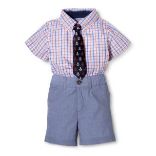 G Cutee Newborn Boys 3 Piece Shirtzie, Short and Neck Tie Set   Orange 24 M