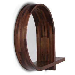 Skram Lineground Round Mirror and Shelf  L81 Finish Ebonized Rift White Oak