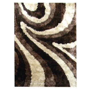 Hand tufted Abstract Wave Chocolate Area Polyester Rug (5 X 7)