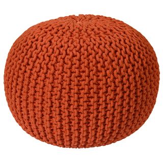 16 inch Orange Cotton Rope Pouf Ottoman