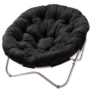 Tufted Black/ Silvertone Oval Chair
