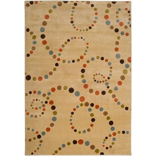 Meticulously Woven Beige Abstract Contemporary Rug (18 X 26 )