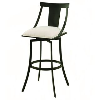 Amrita Graphite Black/ White Upholstered Swivel Bar Stool