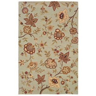 Hand tufted Ivory/ Light Green Floral Wool Rug (79 X 99)