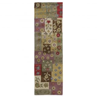 Lawrence Multi Patchwork Hand tufted Wool Rug (23 X 76)