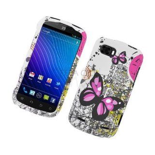 ZTE N861 (Warp Sequent) Two Pink Butterflies Protective Case Cell Phones & Accessories