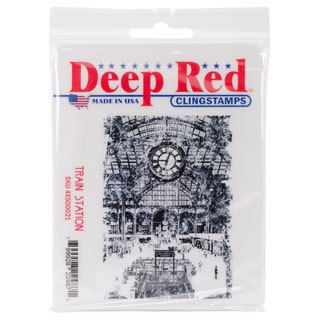 Deep Red Cling Stamp 2.4 X3.5   Train Station