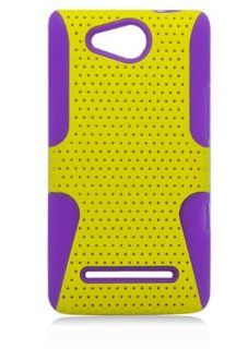 LG VS840 Lucid 4G Hybrid Case with Perforated Back Plate   Purple/Yellow (Package include a HandHelditems Sketch Stylus Pen) Cell Phones & Accessories