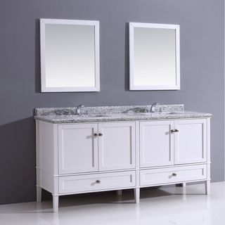 Wyndenhall Castlemore 72 inch White Bathroom Vanity With Giallo White Granite Top White Size Double Vanities