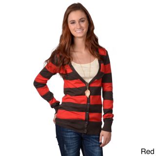 Journee Collection Journee Collection Juniors Striped Button up Cardigan Red Size S (4  6)