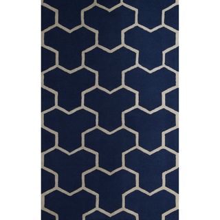 Safavieh Handmade Moroccan Cambridge Navy/ Ivory Y pattern Wool Rug (5 X 8)