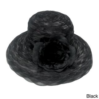 Swan Hat Swan Hat Womens Braided Crinalin Packable Flower Hat Black Size One Size Fits Most