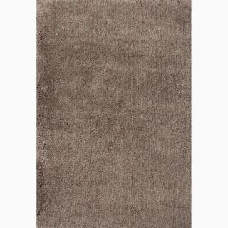 Hand made Solid Pattern Taupe/ Tan Polyester Rug (5x8)