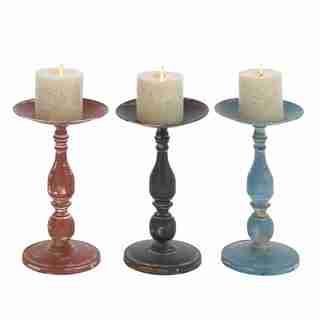 Colorful Antique Candle Holders (set Of 3)
