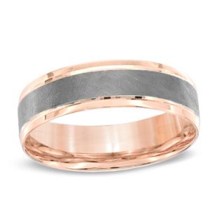 fit wedding band in 10k rose gold with charcoal rhodium plate $ 399
