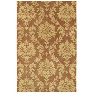 Swanky Salmon Damask Wool Rug (2 X 3)