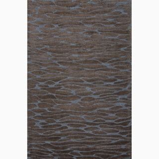 Handmade Gray/ Blue Wool/ Art Silk Te X Tured Rug (8 X 10)