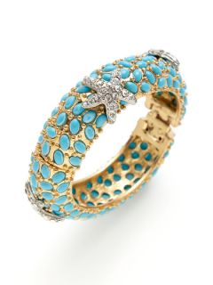 Crystal Starfish & Turquoise Bracelet by Kenneth Jay Lane