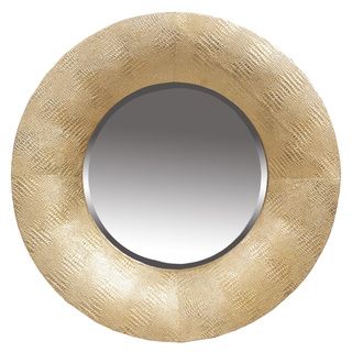 Privilege Hammered Gold Round Beveled Wall Mirror