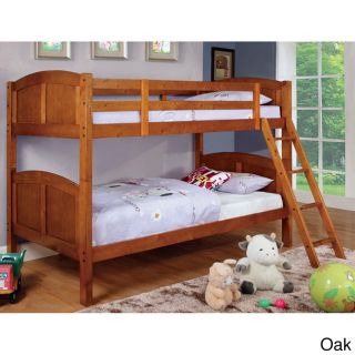 Furniture Of America Certers Twin Over Twin Bunk Bed With Twin Trundle Oak Size Twin